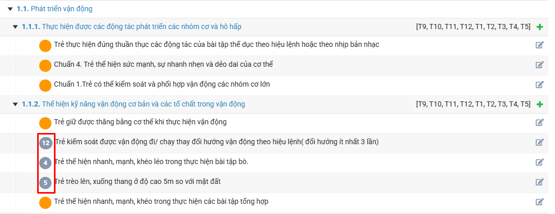 Màn hình hiển thị số thứ tự mục tiêu mới đã cập nhật