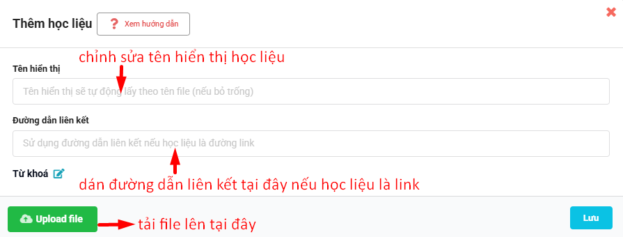 Màn hình nhập thông tin học liệu
